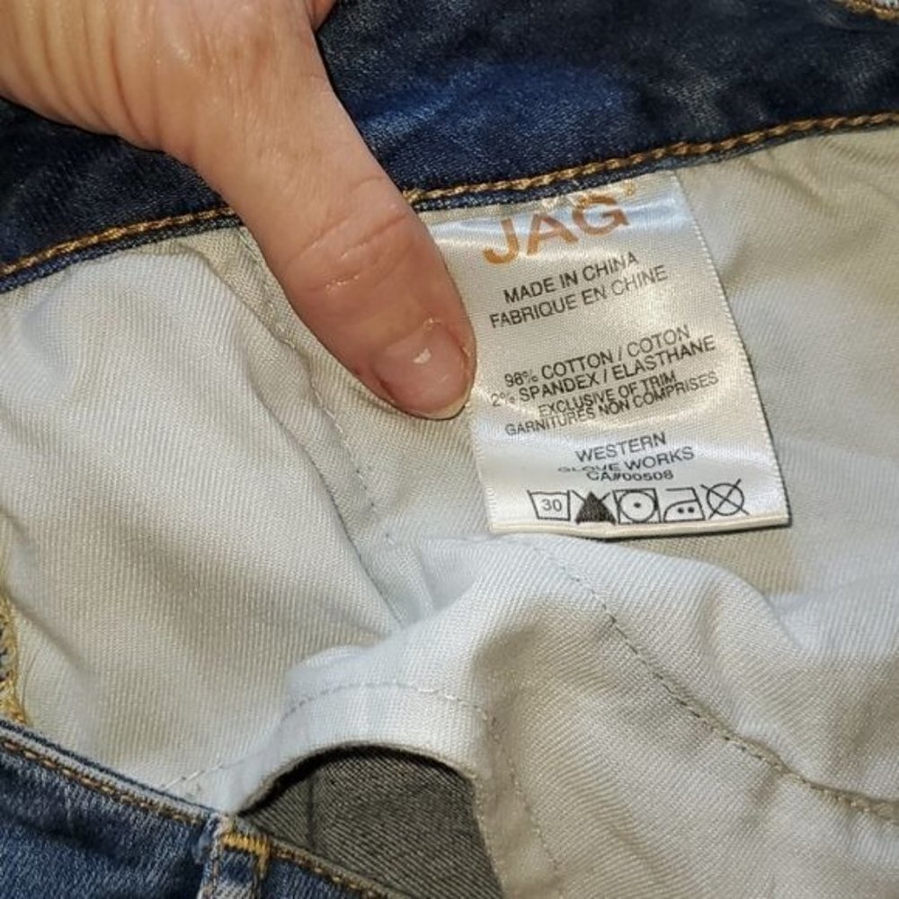 Jag Jeans Western Wear Embroidered Distressed Mid Rise Blue Sz 12 Jeans w Pocket - Picture 7 of 12